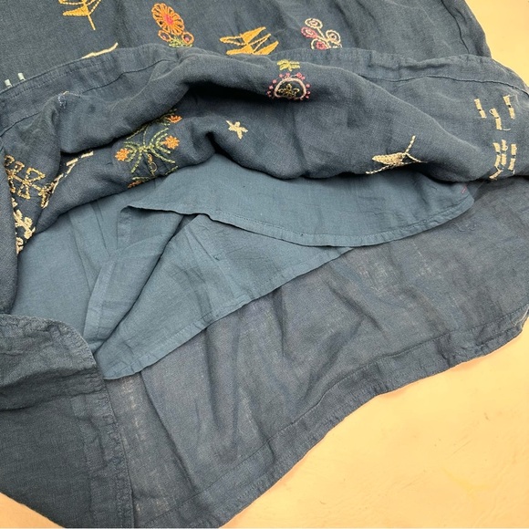 Johnny Was Biya Embroidered linen Blue Tunic dress size XL NWT - Picture 10 of 15